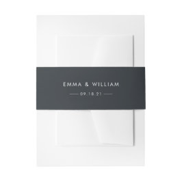 Zwart & Wit Minimalistische Invitation Belly Band  Uitnodigingen Wikkel