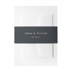 Zwart & Wit Minimalistische Invitation Belly Band  Uitnodigingen Wikkel