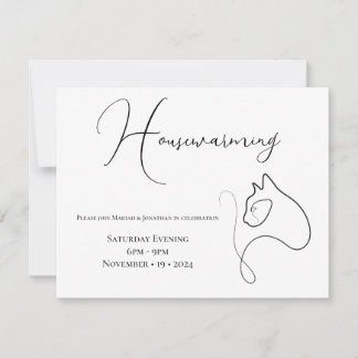 Zwart-wit minimalistische kattenliefhebber Housewa Kaart