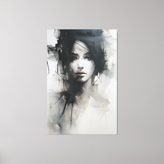Zwart-wit minimalistische kunst | Etherische essen Canvas Afdruk