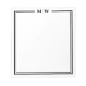 Zwart Wit Minimalistische Monogram Notitieblok (Voorkant)