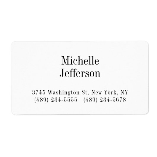 Zwart-wit minimalistische Plain Modern Etiket (Voorkant)