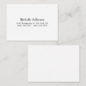 Zwart-wit minimalistische Plain Modern Notitiekaartje (Voorkant / Achterkant)