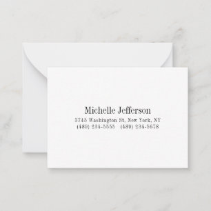 Zwart-wit minimalistische Plain Modern Notitiekaartje
