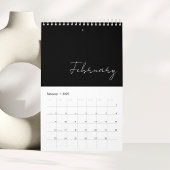 Zwart Wit Minimalistische Script Typografie Aangep Kalender