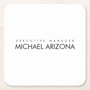 Zwart-wit minimalistische Simple Plain Modern Vierkante Kartonnen Onderzetter