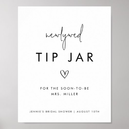 Zwart & Wit Minimalistische Tip Pot voor Jonggehuw Poster (Voorkant)