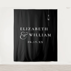 Zwart Wit Minimalistische Trouwfoto Achtergrond Wandkleed