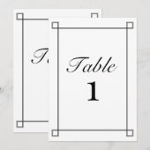 Zwart-wit minimalistische trouwtafel nummers kaart (Voorkant / Achterkant)