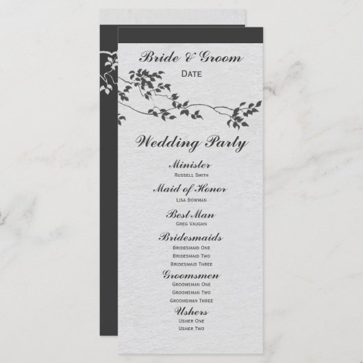 Zwart-wit minimalistische vogels huwelijksprogramm programma (Voorkant / Achterkant)