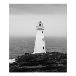 Zwart-wit minimalistische vuurtoren foto afdruk