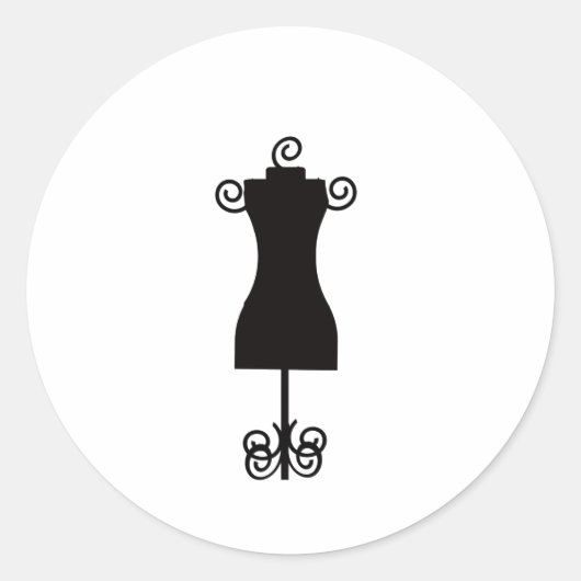 Zwart-wit Mode Mannequin Ronde Sticker (Voorkant)