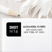 Zwart & Wit Mode Sweet 16 retouradres Etiket (Insitu)