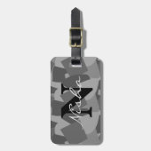 Zwart-wit modern Abstract monogram Bagagelabel (Voorkant verticaal)