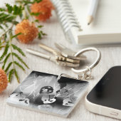 Zwart-wit, modern Abstract Sleutelhanger (Voorkant Rechts)