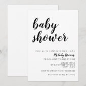Zwart-wit Modern Baby shower Kaart (Voorkant / Achterkant)