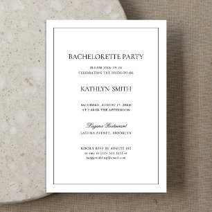 Zwart-wit Modern Border Bachelorette Party Kaart