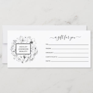 Zwart-wit modern botanisch cadeaucertificaat