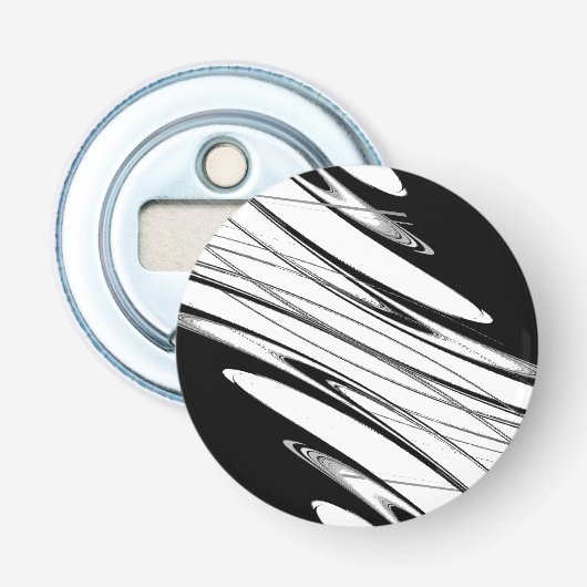 Zwart-wit modern button flesopener (Voorkant)