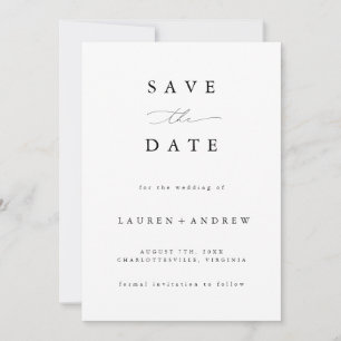 Zwart-wit Modern Classic Save the Date Kaart