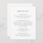Zwart & Wit Modern Classic Wedding Details Informatiekaartje (Voorkant / Achterkant)