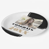 Zwart Wit Modern Congrats Afstuderen Foto Papieren Bordje (Gekanteld)