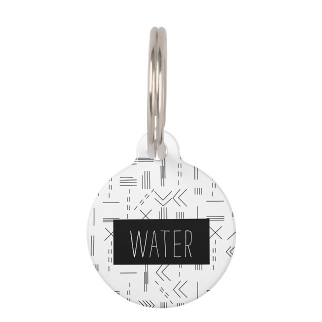 Zwart Wit Modern Custom Monogram Grappig Huisdierpenning (Voorkant)