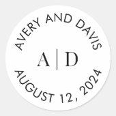 Zwart Wit Modern Custom Wedding Monogram Ronde Sticker (Voorkant)