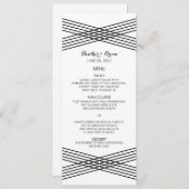 Zwart wit modern deco-weddenschap menu (Voorkant / Achterkant)