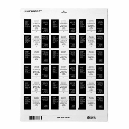 Zwart-wit Modern Dropper Fles Label (Full Sheet)