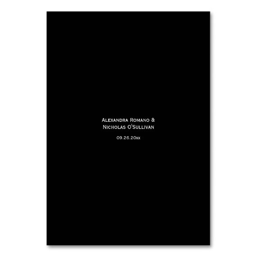 Zwart-wit Modern Eenvoudig Trouwtafelnummer Kaart (Achterkant)