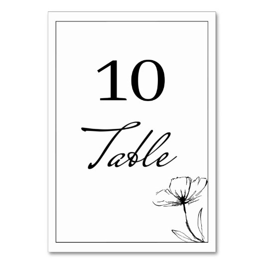 Zwart-wit Modern Eenvoudig Trouwtafelnummer Kaart (Voorkant)