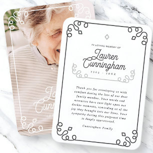 Zwart-wit Modern Eenvoudige Begrafenis Dank U Visitekaartje