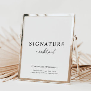 Zwart wit modern elegant handschrift cocktail Sign