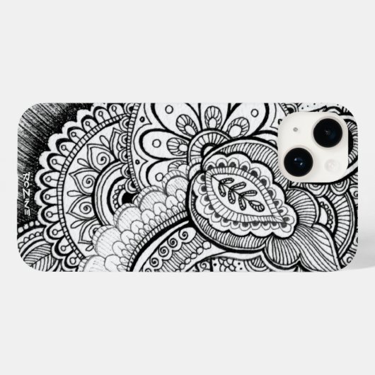 Zwart-wit Modern Elegant Mandala Stijlvol Case-Mate iPhone Case (Achterkant (horizontaal))