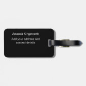 Zwart-wit modern elegant monogram bagagelabel (Achterkant horizontaal)