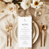 Zwart & Wit Modern Elegant Monogram Huwelijk Menu