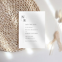 Zwart & Wit Modern Elegant Monogram Huwelijk