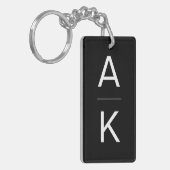 Zwart-wit modern gepersonaliseerd monogram sleutelhanger (Voorkant Links)