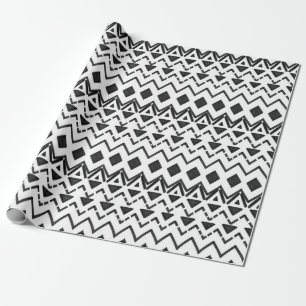 Zwart-wit Modern Hand getrokken Tribal Aztec Cadeaupapier