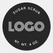 Zwart-wit Modern Handgemaakte Suiker Scrub Logo Ronde Sticker (Voorkant)