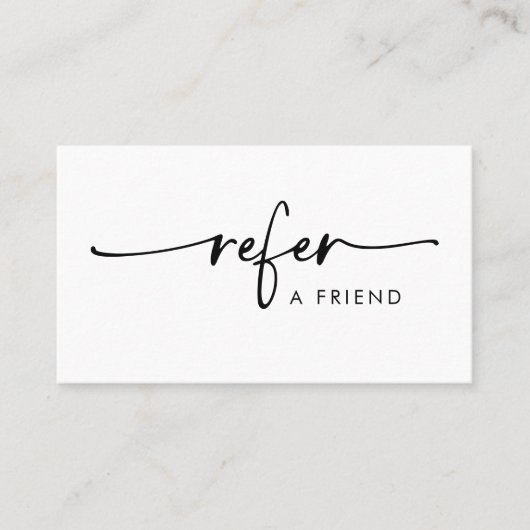 Zwart-wit Modern handgeschreven script Aanbevelingskaartje (Voorkant)