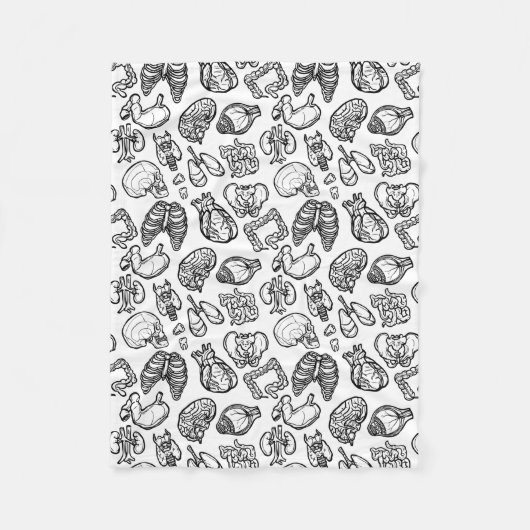 Zwart-wit modern humaan anatomiezakpatroon fleece deken (Voorkant)