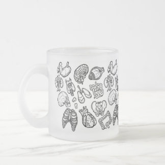 Zwart-wit modern humaan anatomiezakpatroon matglas koffiemok