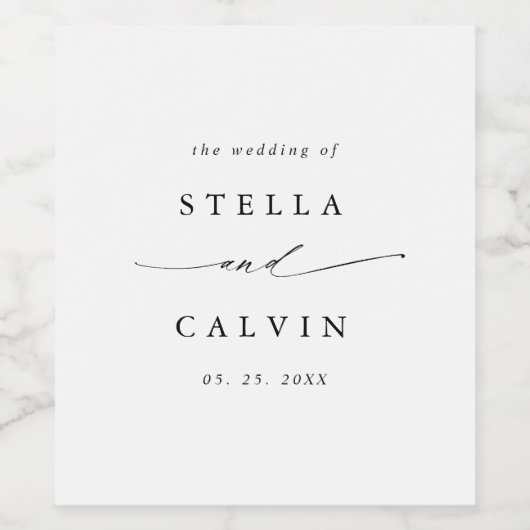 Zwart-wit modern kalligrafie wijn etiket (Enkel label)