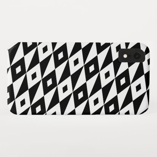 Zwart-wit modern lozenpatroon Case-Mate iPhone case (Achterkant (horizontaal))