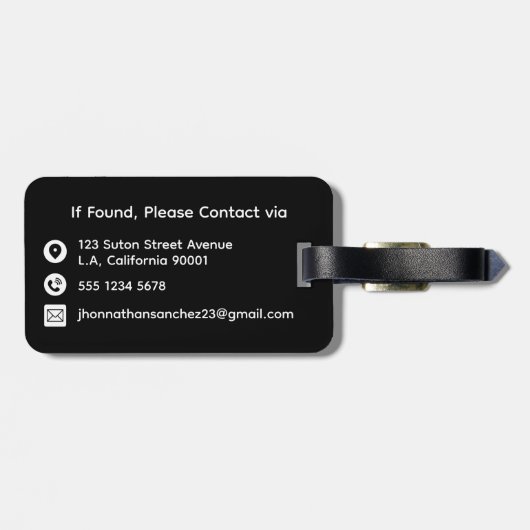 Zwart-wit Modern Mannelijk Schaakreizen Bagagelabel (Achterkant horizontaal)