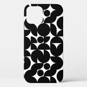 Zwart-wit modern minimalisatiepatroon iPhone 12 hoesje