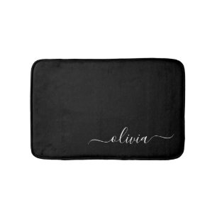 Zwart Wit Modern Minimalistisch Elegant Monogram Badmat