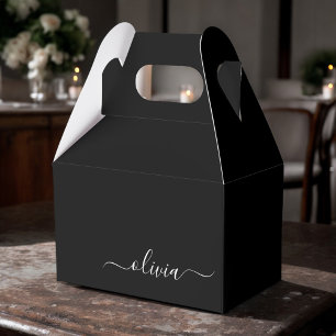 Zwart Wit Modern Minimalistisch Elegant Monogram Bedankdoosjes